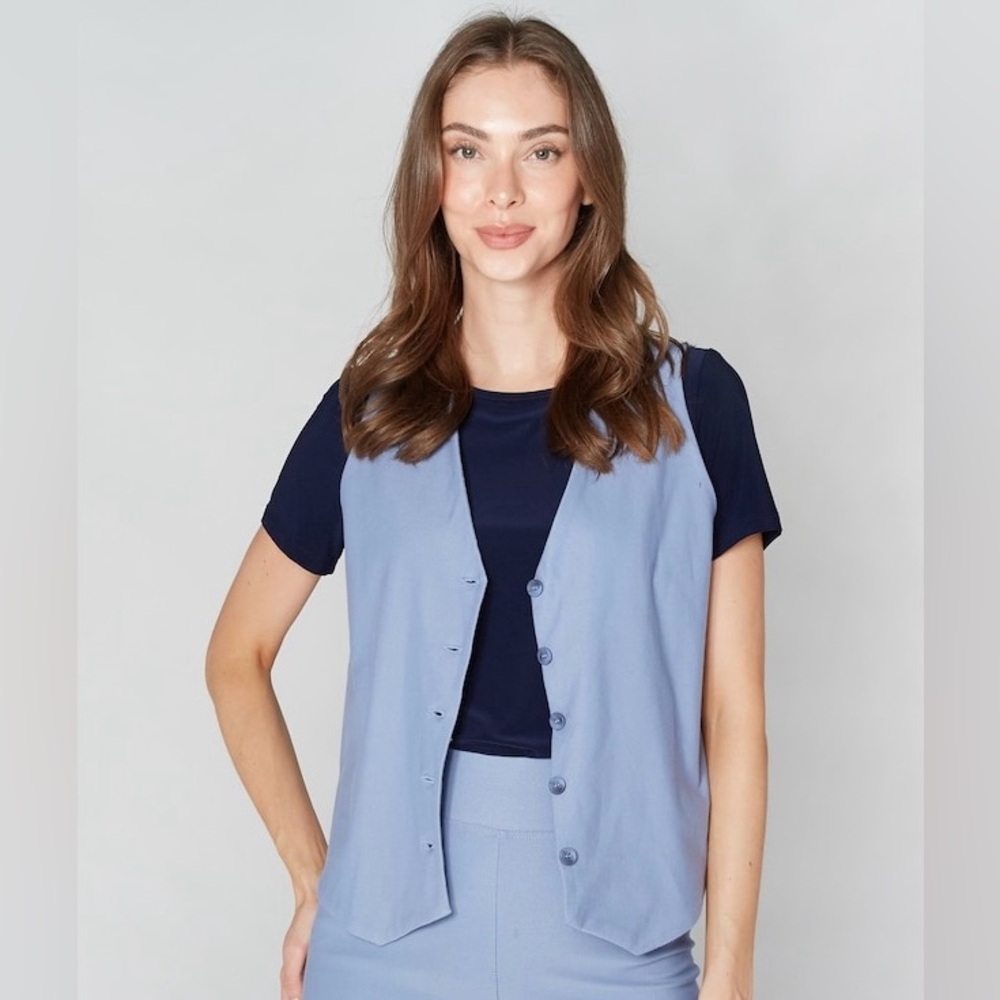 Sz XXXL Kim&CO The City Girl Deluxe Vest blue V neck